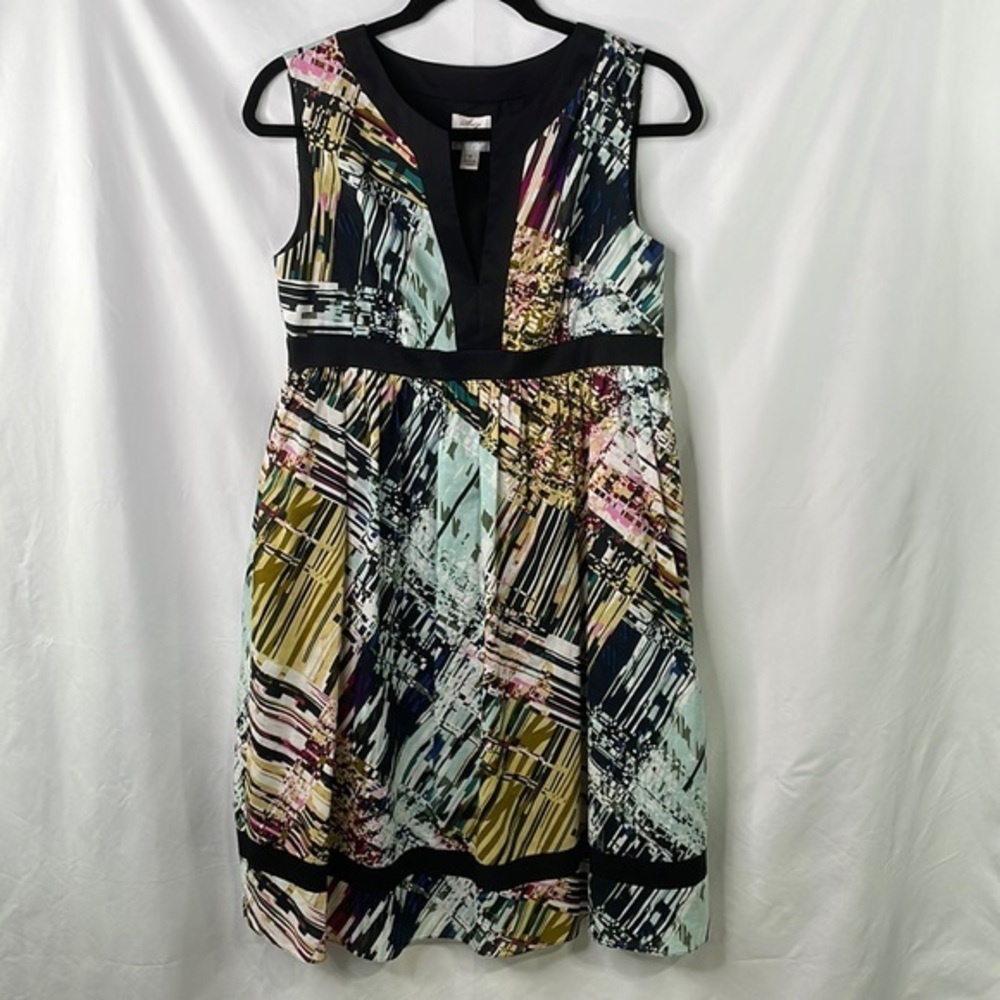 Suzi Chin Maggie Boutique abstract, print sleeveless cotton dress